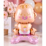 Dodomar Pembe Bebek Ayaklı Folyo Balon 63x34 CM Baby Shower Cinsiyet Parti Süsü