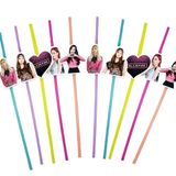 Dodomar Pipet Black Pink Temalı Artistik Körüklü Pipet 10 lu Doğum Günü Temalı Pipet