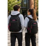 Dodomar Siyah Pembe Sırt Çantası 3 Bölmeli Su Geçirmez Okul Günlük Spor Seyahat Çantası 45X35X15 cm