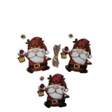 Dodomar Yılbaşı Ağaç Süsü Cüce Noel Baba Ahşap Mdf 3lü Paket