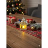 Dodomar Yılbaşı Ledli Fener (15 cm) - Ev Modeli Beyaz Renk Dekoratif Pilli Işıklı Masa Süsü ve Gece Lambası