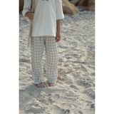 Dodo's Baby Krem Renk Kareli Müslin Pantolon Unisex Çocuklar İçin Yumuşak Doğal Kumaş Casual Model