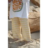 Dodo's Baby Sarı Beyaz Ekose Desenli Müslin Pantolon Unisex Çocuklar İçin Yumuşak Pamuklu Rahat Kalıp - Sarı - Beyaz