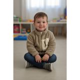 DOFİ Erkek Çocuk Bej Fermuarlı Peluş Sweatshirt