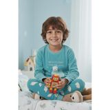 Dofi Erkek Çocuk Turkuaz Süper Soft Pijama Takımı Uzun Kollu Baskılı Desenli Kışlık - 3 - 4 Yaş