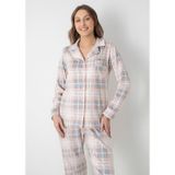 Dofi Kadın 1754 Ekose Desenli Yumuşak Kumaş Pijama Takımı - Pembe