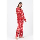 Dofi Kadın Kırmızı Geyik Desenli Süper Soft Kışlık Pijama Takımı