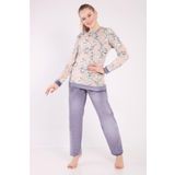 DOFİ Kadın Mor Süper Soft Pijama Takımı Tavşan Desenli