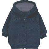 Dofi Unisex Bebek Fermuarlı Welsoft Kapüşonlu Sweatshirt – Lacivert & Beyaz - 9 - 12 Ay