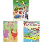 Doğa - Çıkartma ve Aktivite Kitabı: Çıkartmalarla Oyna ve Öğren Çıkartmalı Etkinlik - Dinozor: 100 Çıkartma Çıkartmalı Etkinlik Kitabım - Yolculuk: 200 Çıkartma -3 Kitap Set