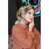 Doğa Desen Gri Soft Pamuk Eşarp Çikolata