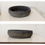 Doğa Garden 2 Adet Beton Aranjman ve Bonsai Saksısı Kare Desen Ağız Çap 25-30 cm Çap Antrasit Gold