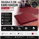Doğa Kauçuk Karo Kauçuk 1m2 Zemin Kaplama Kırmızı 50X50X2.5 cm (4 Adet)
