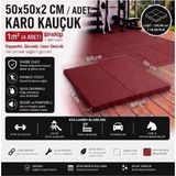 Doğa Kauçuk Karo Kauçuk 1m2 Zemin Kaplama Kırmızı 50X50X2 cm (4 Adet)