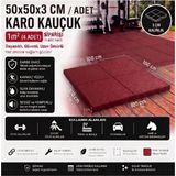 Doğa Kauçuk Karo Kauçuk 1m2 Zemin Kaplama Kırmızı 50X50X3 cm (4 Adet)