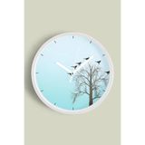 Doğa Manzara Temalı Modern Duvar Saati - 30cm - Önü Camlı Beyaz Kasa - Sessiz Mekanizma, JH0764S30BKP
