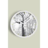 Doğa Manzarası Modern Duvar Saati - 25cm - Önü Camlı Beyaz Kasa - Sessiz Mekanizma, JH0589S25BKP