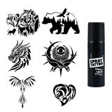 Doğa Modelleri Spray Tattoo Geçici Dövme Seti Dark Siyah Sprey