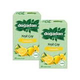 Doğadan Yeşil Çay Limonlu 20 Süzen Poşet x 2 Paket - Bitki Çayı