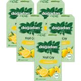 Doğadan Yeşil Çay Limonlu 20 Süzen Poşet x 5 Paket - Bitki Çayı