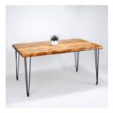 Doğal Ağaç Masif Kütük Masa 60cm x 120cm ( Metal Ayak )