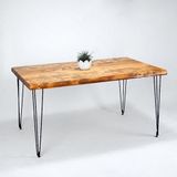 Doğal Ağaç Masif Kütük Masa 90cm x 200cm ( Metal Ayak )
