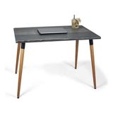 Doğal Ağaç Masif Kütük Masa Ahşap Çalışma Masası Ofis Masası 60CM x 90CM ( Ağaç Ayak ) - 60x90 cm - Antrasit