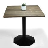 Doğal Ağaç Masif Kütük Masa Yemek Masası (Metal Ayak) 75 cm X 75 cm