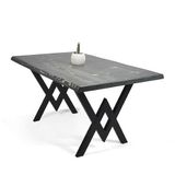 Doğal Ağaç Masif Kütük Masa Yemek Masası (Metal Ayak) 90cm x 200cm