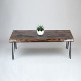 Doğal Ağaç Masif Kütük Orta Sehpa (60CM x 130CM) Metal Ayak - Ceviz