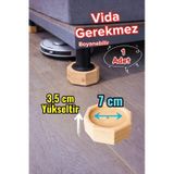 Doğal Ahşap Baza Ayağı Yükseltici 3,5 Cm Yükseltir Robot Süpürge Uyumlu Oyuklu Takoz 1 Adet Çam