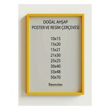 Doğal Ahşap Çerçeve -Boş Çerçeve-Resim Çerçevesi, Poster Puzzle Çerçevesi (Ön Korumalı,postersiz) - Sarı - 33x48