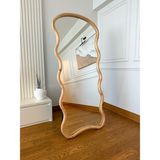 Doğal Ahşap Çerçeveli Bulut Model 180X80 cm ( Naturel ) Ayaklı Boy Aynası