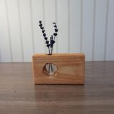 Doğal Ahşap Çift Fonksiyonlu Vazo ve Mumluk, El Yapımı Çam, 9x15 cm, Cam Tüp ve Tealight Mum Dahil, Antik Meşe/Ceviz/Tik Renk Seçenekli (Ceviz)