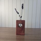 Doğal Ahşap Çift Fonksiyonlu Vazo ve Mumluk, El Yapımı Çam, 9x15 cm, Cam Tüp ve Tealight Mum Dahil, Antik Meşe/Ceviz/Tik Renk Seçenekli (tik)