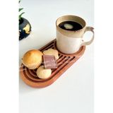 Doğal Ahşap Kahve Sunumluğu – Gökkuşağı Desenli Servislik | Kayın Ağacı 24X15 cm