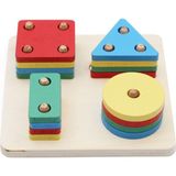 Doğal Ahşap Kare Geometrik Şekiller 4'lü Set Çocuk Oyuncak - Seçenek 1 - Açık Beyaz - Gri
