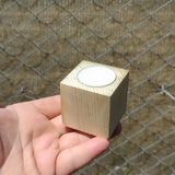 Doğal Ahşap Küp Mumluk 5,5 x 5,5 cm 3 lü Set (Mum Dahil)