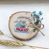Doğal Ahşap Magnet Bebek Şekeri Uv Baskılı Çiçek Süslü 6-8 Cm(30 Adet)