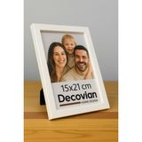Doğal Ahşap Modern Ayaklı Tekli Fotoğraf Çerçevesi - Beyaz Renkli Masaüstü Çerçeve- Boş Resimsiz - 15x21