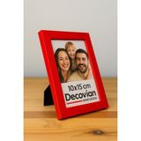Doğal Ahşap Modern Ayaklı Tekli Fotoğraf Çerçevesi - Kırmızı Renkli Masaüstü Çerçeve- Boş Resimsiz - 10x15