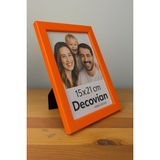 Doğal Ahşap Modern Ayaklı Tekli Fotoğraf Çerçevesi - Turuncu Renkli Masaüstü Çerçeve- Boş Resimsiz - 15x21