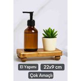 Doğal Ahşap Sabunluk ve Yağdanlık Altlığı | Dekoratif Ayaklı Stand 22X9 cm