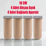 Doğal Ahşap Silindir Ayak 18 Cm Set Mobilya Koltuk Kanepe Sehpa Masa Ayağı Ayakları 4 Adet