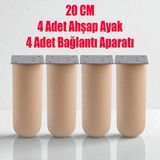 Doğal Ahşap Silindir Ayak 20 cm Set Mobilya Koltuk Kanepe Sehpa Masa Ayağı Ayakları 4 Adet - 1