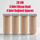 Doğal Ahşap Silindir Ayak 20 Cm Set Mobilya Koltuk Kanepe Sehpa Masa Ayağı Ayakları 4 Adet