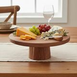 Doğal Akasya Ahşap Ayaklı Sunum Tahtası ve Kesme Panosu - 24.5x9.5x1.5 cm Dekoratif Kahve, Peyni