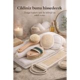 Doğal At Kılı ve Kabak Lifi Vücut ve Yüz Bakım Seti, 5 Parça, Fırça ve Kese, Selülit Karşıtı, Derin Temizlik