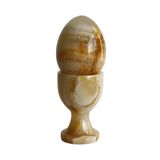 Doğal Bal Oniks Taşı Yumurta ve Kadeh Seti, El Yapımı Dekoratif Feng Shui Obje, 7x5 cm, Parlatılmış Yüzey, Kapadokya Üretimi (Tek yumurta)