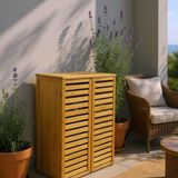 Doğal Bambu Balkon ve Banyo Dolabı, 2 Kapaklı Panjurlu Çamaşır ve Saklama Dolabı, İç & Dış Mekân Uyumlu